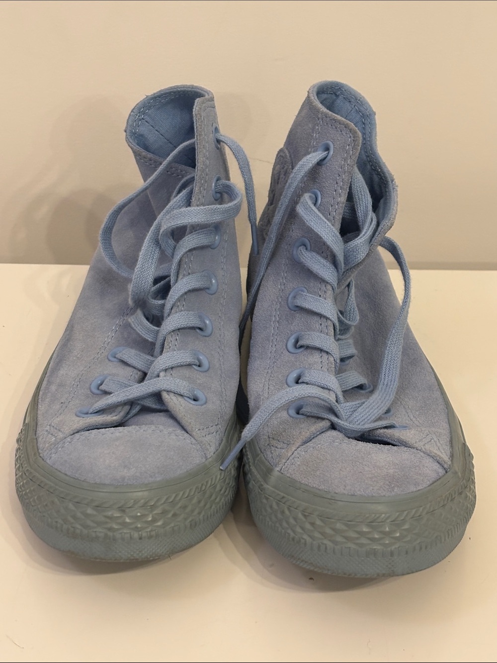 Converse Blue Leather Sneakers Size US Women 7 EUR 37.5 Used Condition